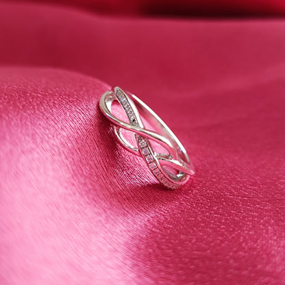 RKC Runder Moissanit-Versprechensbandring als Geschenk für Frauen, 925er Silber, 14 Karat Weißgold vergoldet, Gewicht 2 g, Breite 1,7 mm