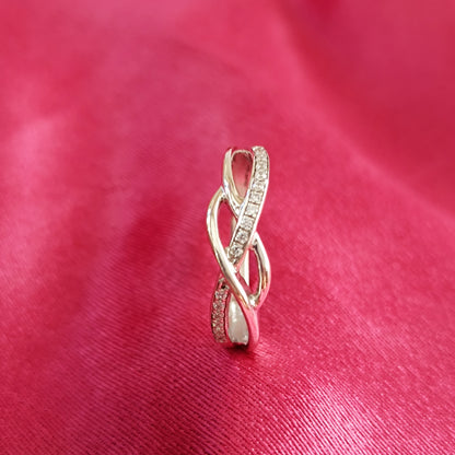 RKC Runder Moissanit-Versprechensbandring als Geschenk für Frauen, 925er Silber, 14 Karat Weißgold vergoldet, Gewicht 2 g, Breite 1,7 mm