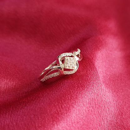 RKC Moissanit Attraktiver Verlobungsring für jemanden, 925er Silber, 14 Karat Weißgold vergoldet, 3 g, Breite 1,6 mm