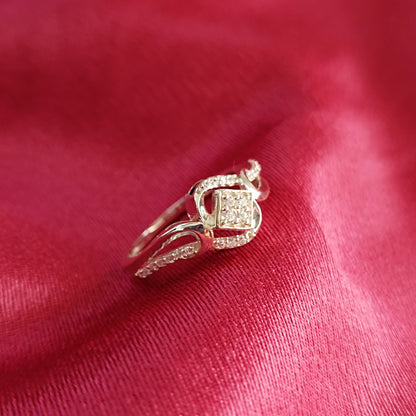 RKC Moissanit Attraktiver Verlobungsring für jemanden, 925er Silber, 14 Karat Weißgold vergoldet, 3 g, Breite 1,6 mm