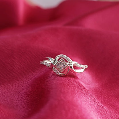 RKC Moissanit Attraktiver Verlobungsring für jemanden, 925er Silber, 14 Karat Weißgold vergoldet, 3 g, Breite 1,6 mm