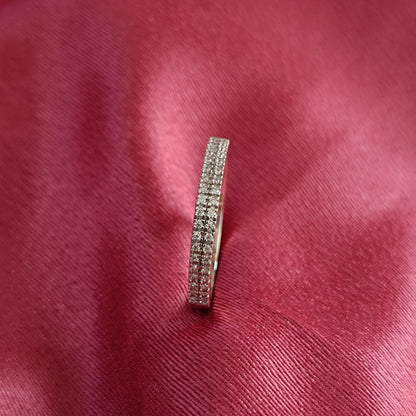 RKC Runder Moissanit-Ehering für Damen, Geburtstagsgeschenk, 925er Silber, 14 Karat Weißgold vergoldet, Gewicht 2,3 g, Breite 2,5 mm