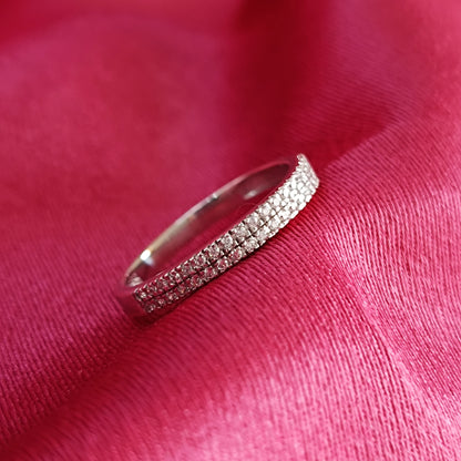 RKC Runder Moissanit-Ehering für Damen, Geburtstagsgeschenk, 925er Silber, 14 Karat Weißgold vergoldet, Gewicht 2,3 g, Breite 2,5 mm