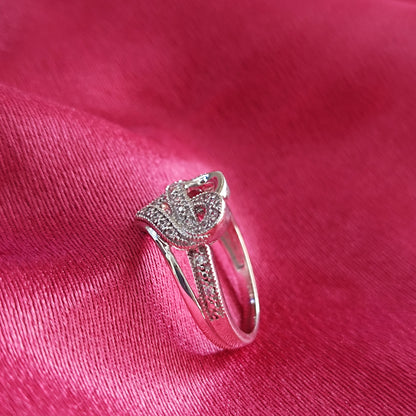 RKC Echter Moissanit-Herzring für Valentinstagsgeschenk, 925er Silber, 14 Karat Weißgold vergoldet, Gewicht 3,2 g, Breite 1,8 mm