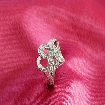 RKC Echter Moissanit-Herzring für Valentinstagsgeschenk, 925er Silber, 14 Karat Weißgold vergoldet, Gewicht 3,2 g, Breite 1,8 mm