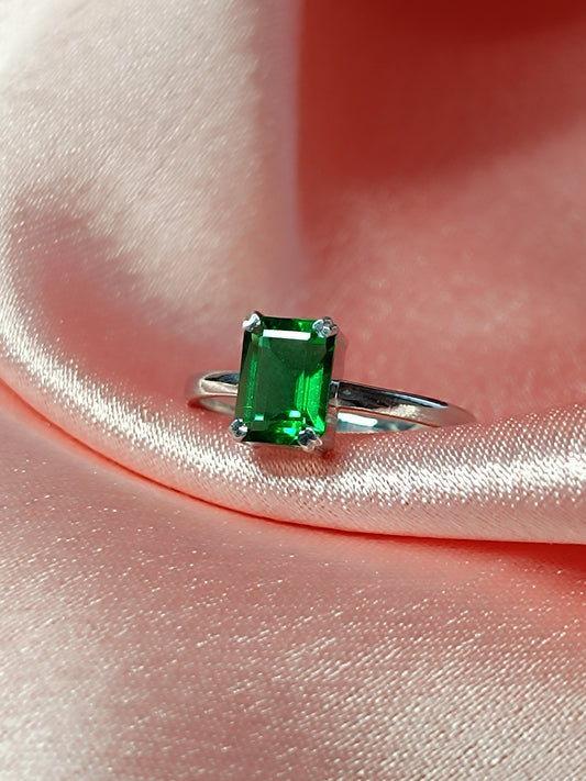 RKC 2 Ct Green Emerald Solitaire Promise Engagement Ring 14k White Gold Plated 925 Sterling Silver