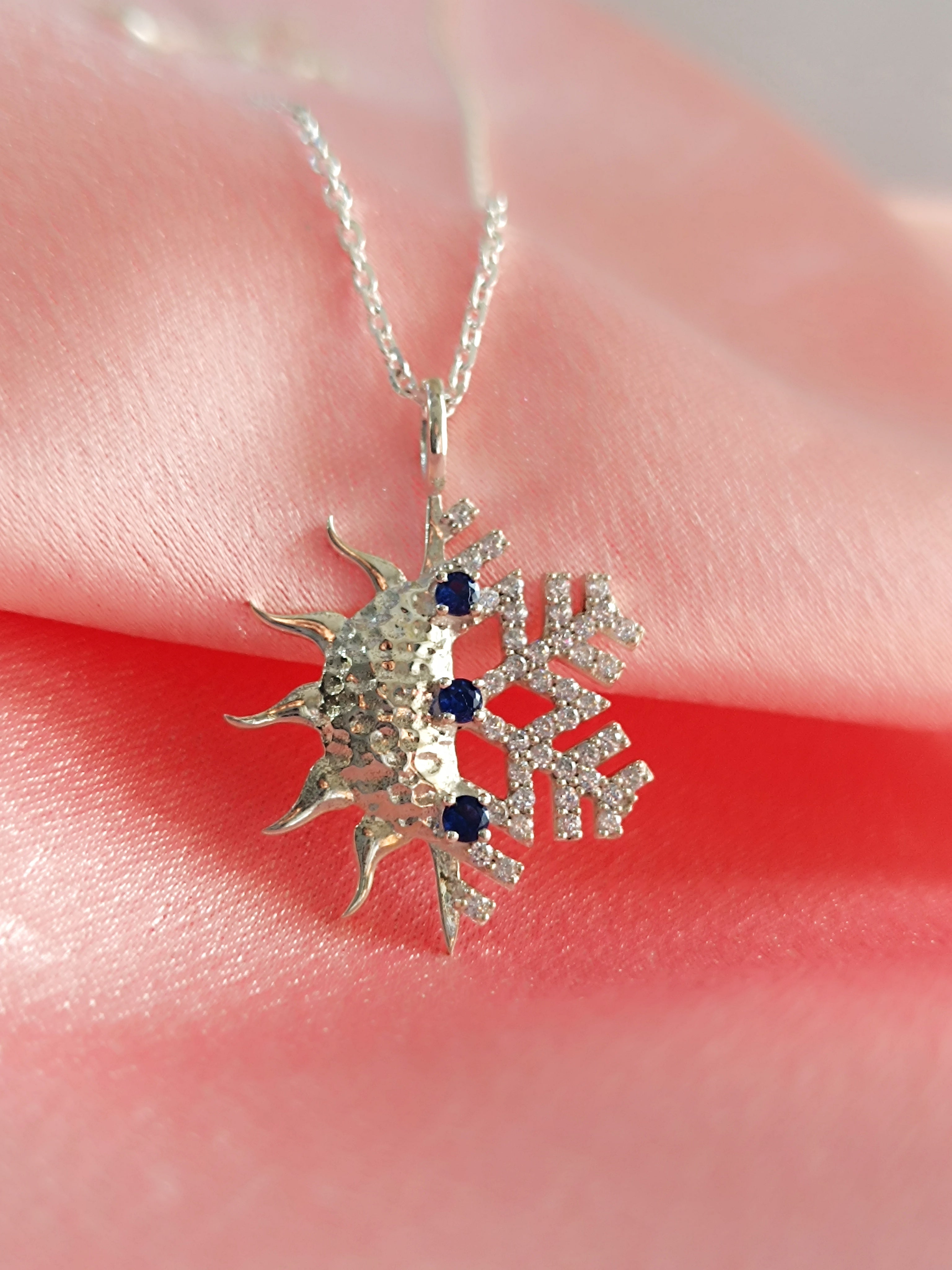 RKC Gemstone And Moissanite Fancy Pendant Necklace 14k White Gold Plated