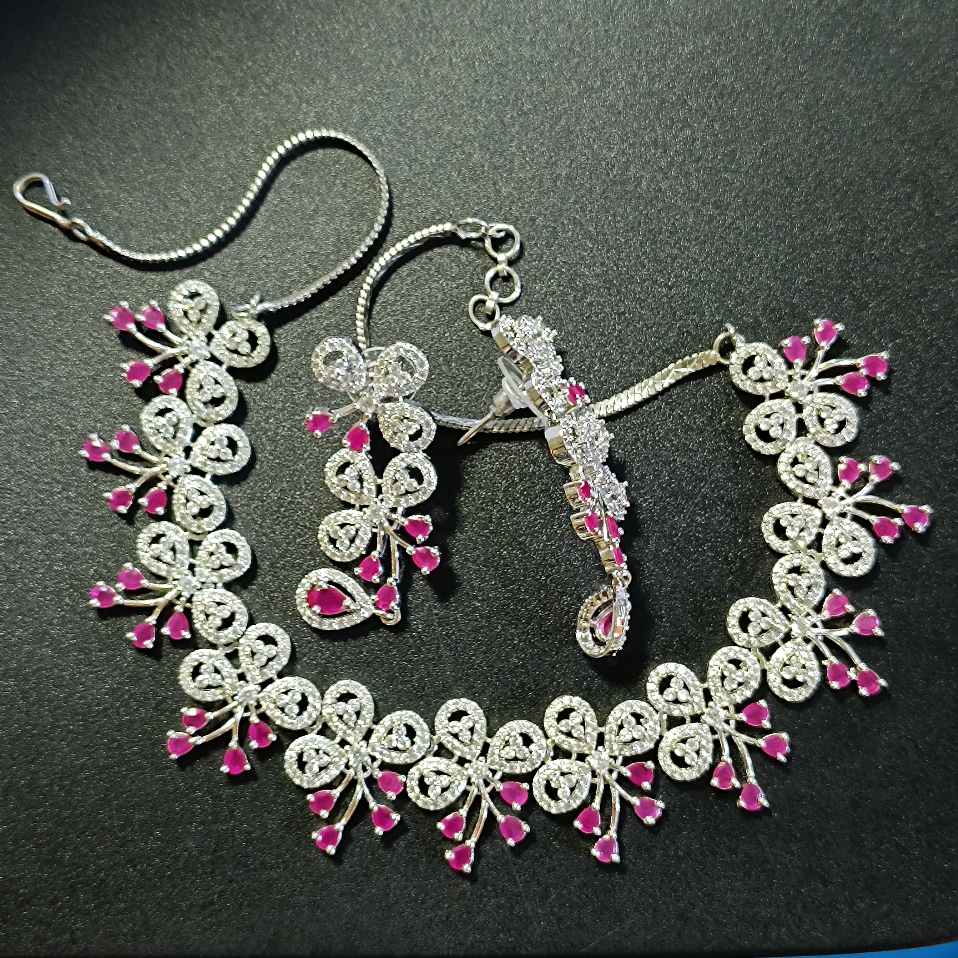 RKC Elegant Charm Necklace in 925 Silver–Perfect for Weddings & Festive Occasions