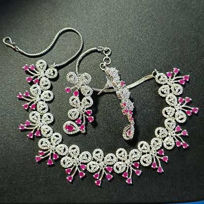 RKC Elegant Charm Necklace in 925 Silver–Perfect for Weddings & Festive Occasions