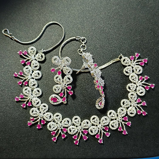 RKC Elegant Charm Necklace in 925 Silver–Perfect for Weddings & Festive Occasions