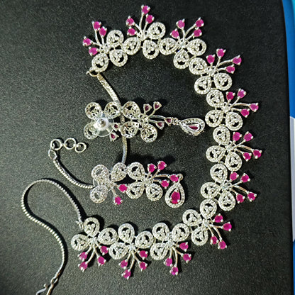 RKC Elegant Charm Necklace in 925 Silver–Perfect for Weddings & Festive Occasions