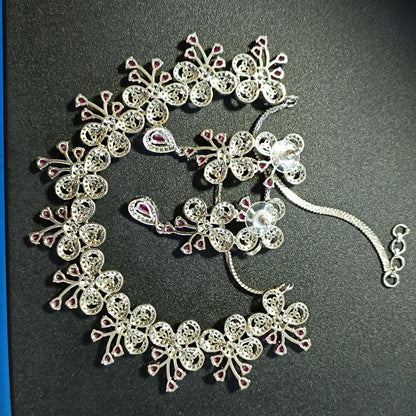 RKC Elegant Charm Necklace in 925 Silver–Perfect for Weddings & Festive Occasions