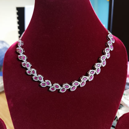 RKC Stunning Necklace Set Solid 925 Sterling Silver with CZ Diamond