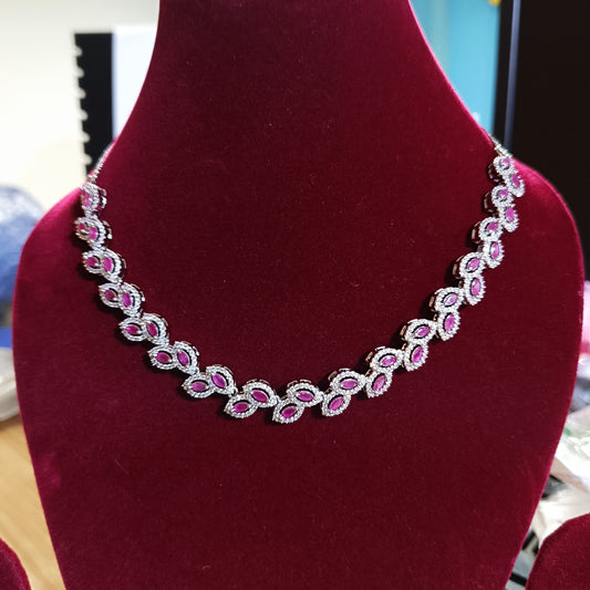 RKC Stunning Necklace Set Solid 925 Sterling Silver with CZ Diamond