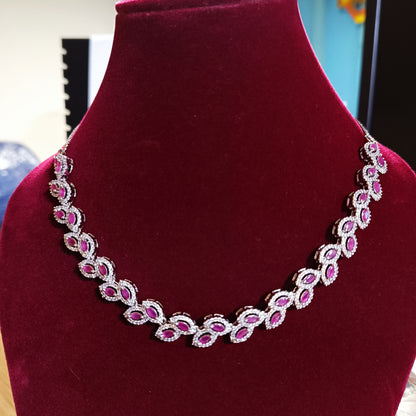 RKC Stunning Necklace Set Solid 925 Sterling Silver with CZ Diamond