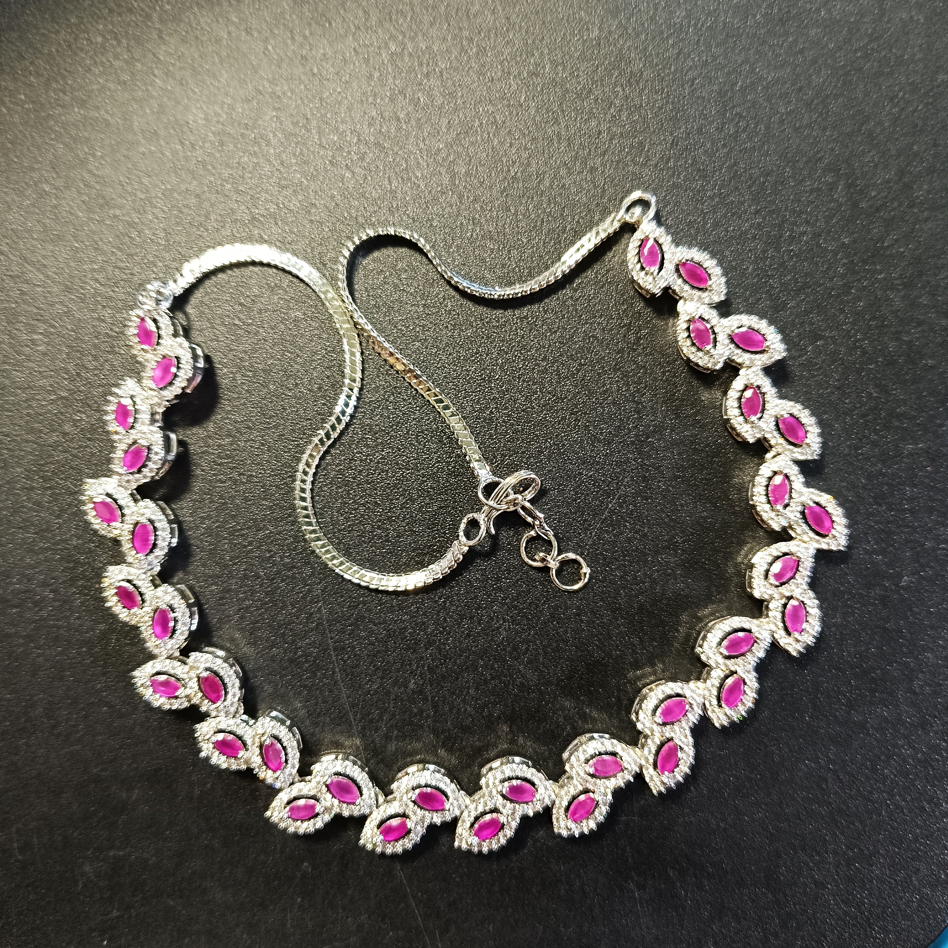RKC Stunning Necklace Set Solid 925 Sterling Silver with CZ Diamond