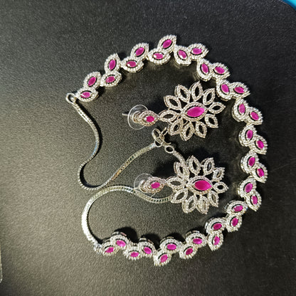 RKC Stunning Necklace Set Solid 925 Sterling Silver with CZ Diamond