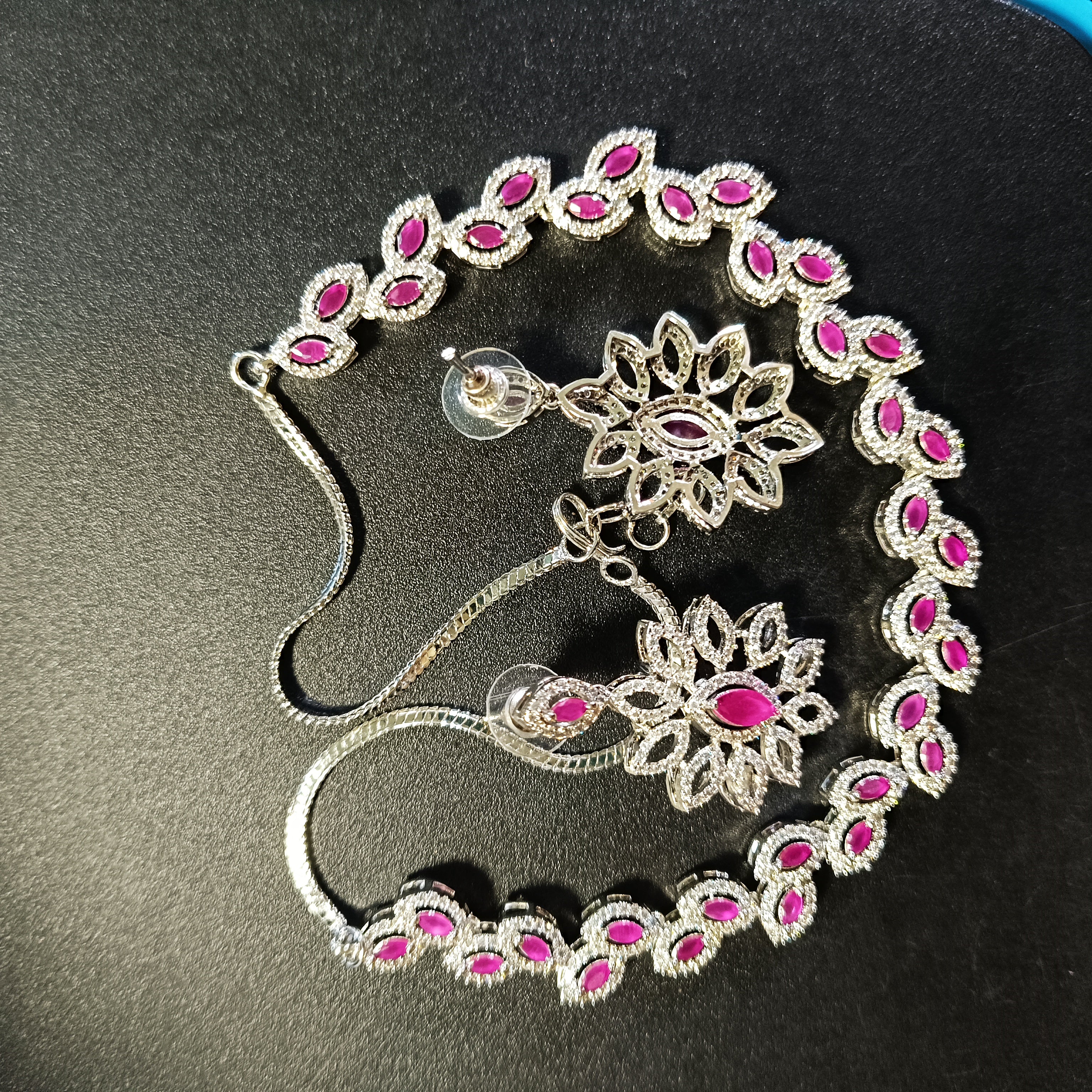 RKC Stunning Necklace Set Solid 925 Sterling Silver with CZ Diamond