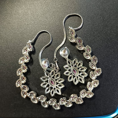 RKC Stunning Necklace Set Solid 925 Sterling Silver with CZ Diamond