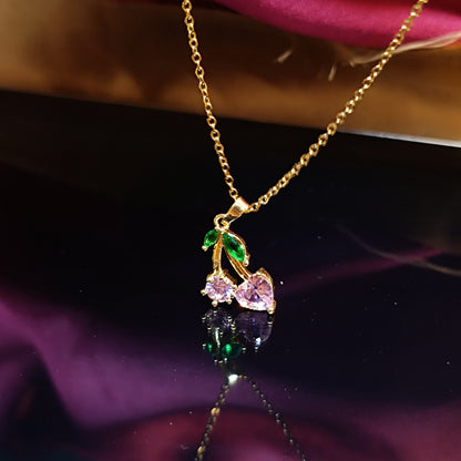 RKC Fancy Cherry Pendant with Pink Sapphire Stone 14k Yellow Gold Over