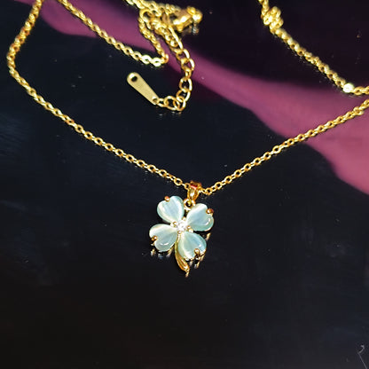 RKC Four Leaf Clover Lucky Necklace – Stylish Good Luck Jewelry Gift