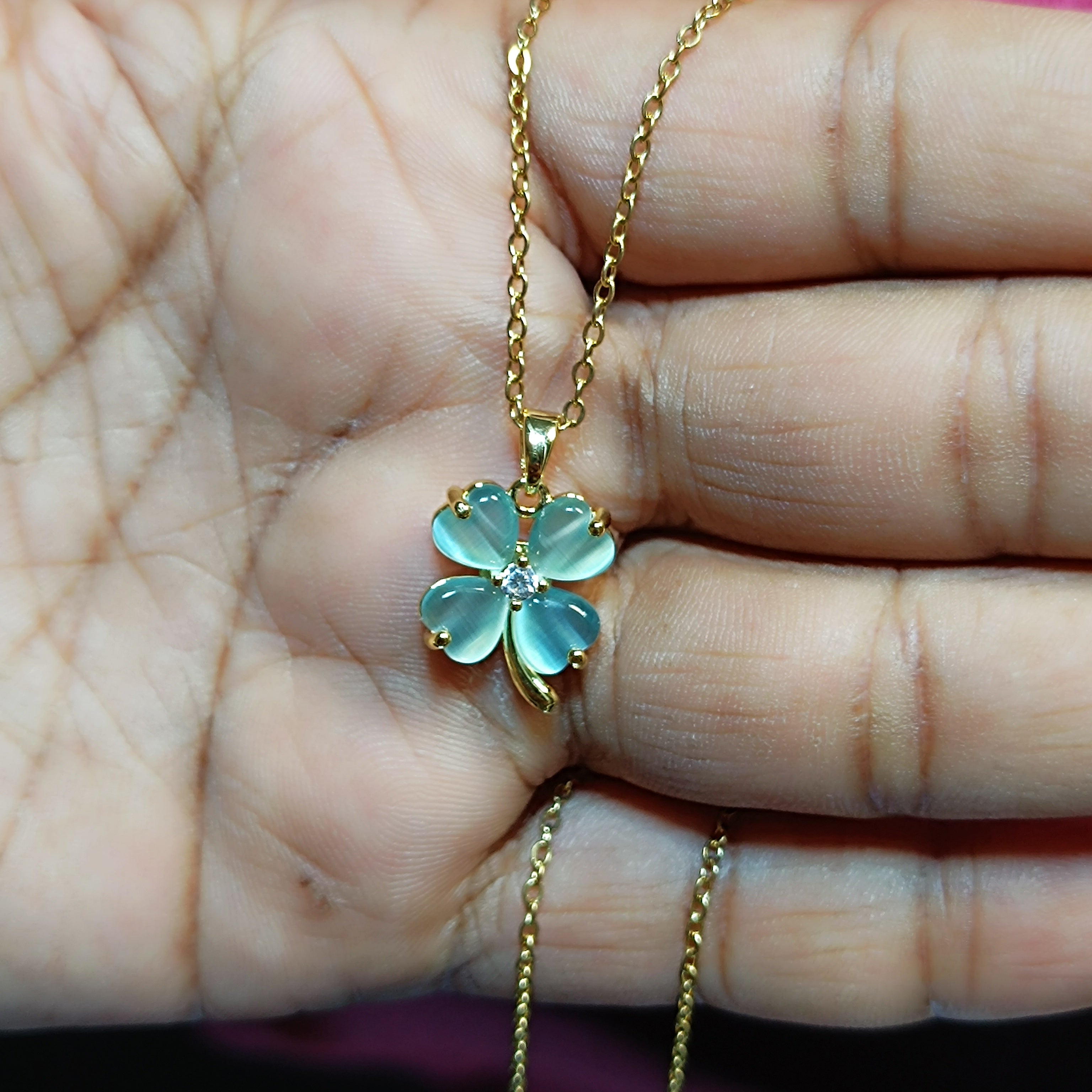 RKC Four Leaf Clover Lucky Necklace – Stylish Good Luck Jewelry Gift