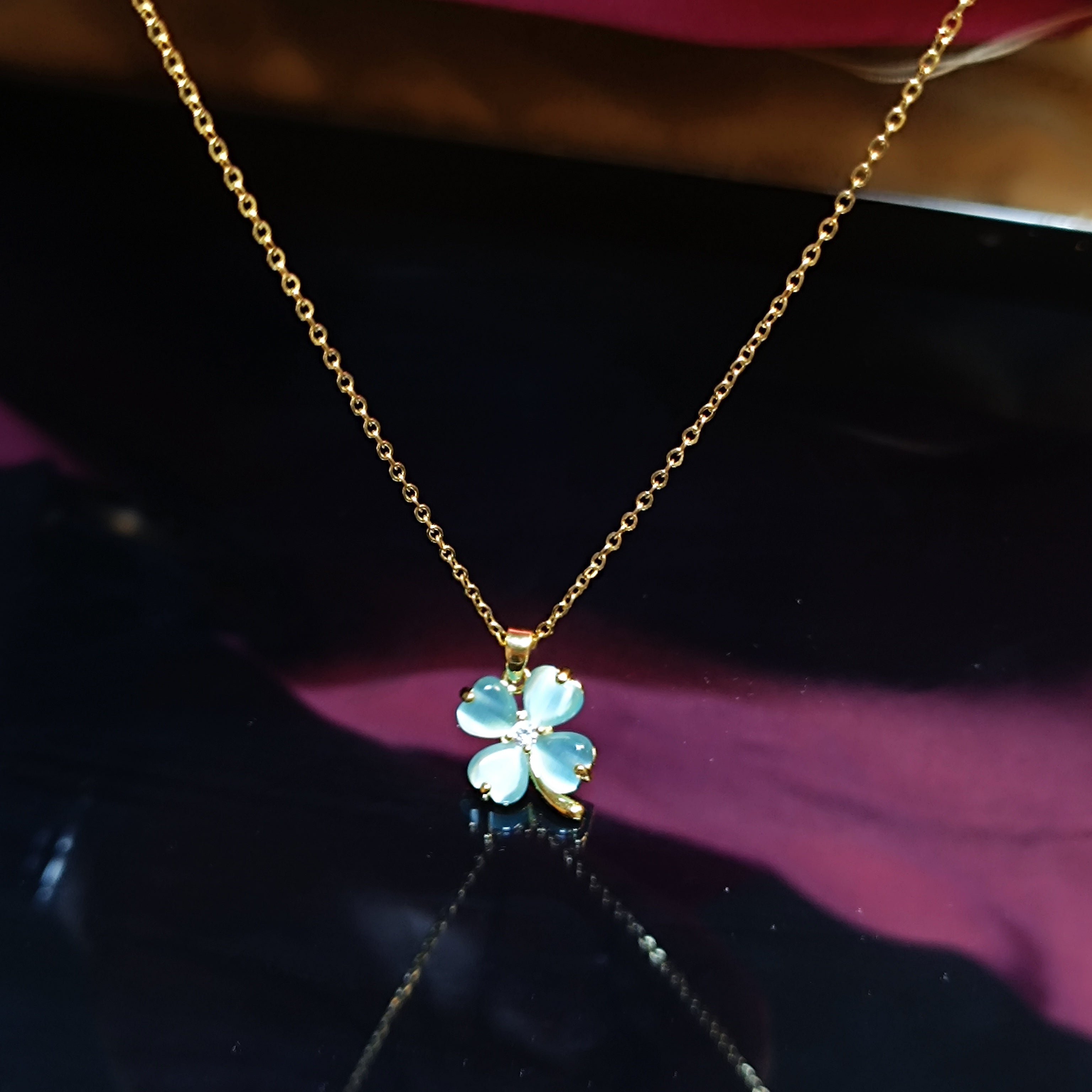 RKC Four Leaf Clover Lucky Necklace – Stylish Good Luck Jewelry Gift