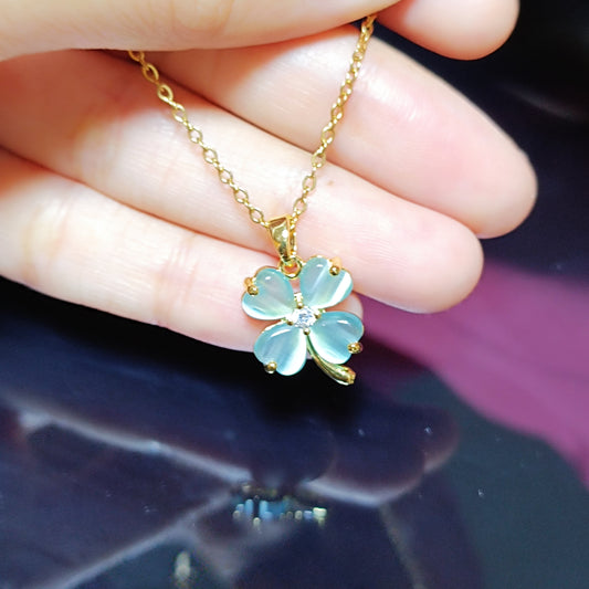 RKC Four Leaf Clover Lucky Necklace – Stylish Good Luck Jewelry Gift