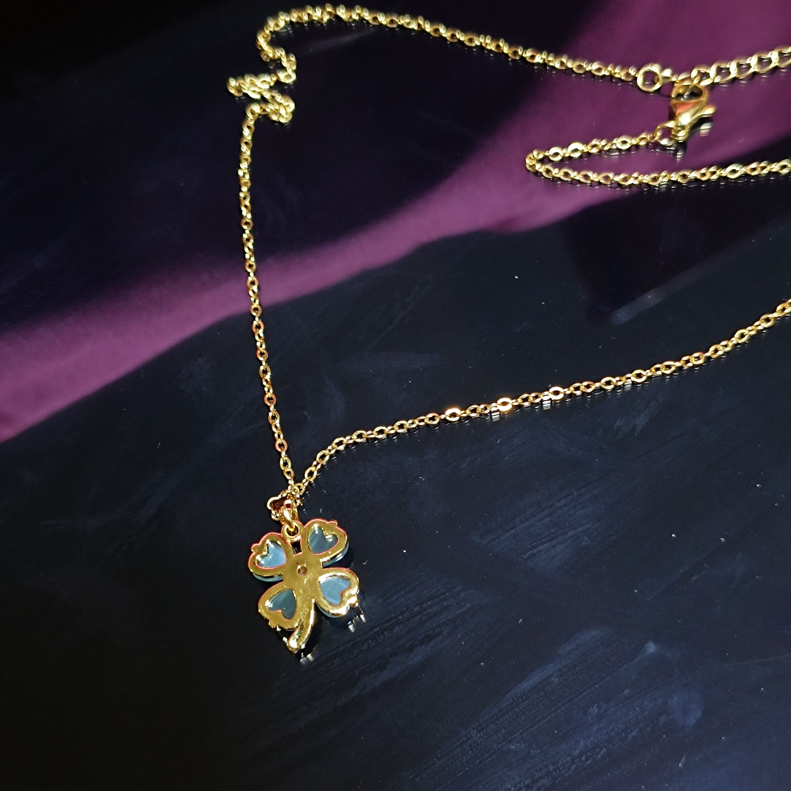 RKC Four Leaf Clover Lucky Necklace – Stylish Good Luck Jewelry Gift