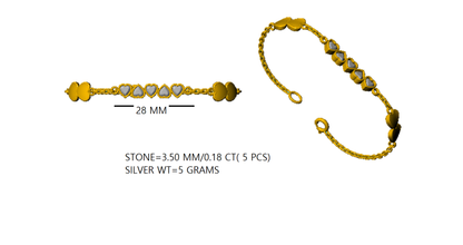 RKC Damen-Charm-Armband in Herzform, 925er-Sterlingsilber, 0,9 Karat Moissanit, 14 Karat Roségold vergoldet, Gewicht 5 g