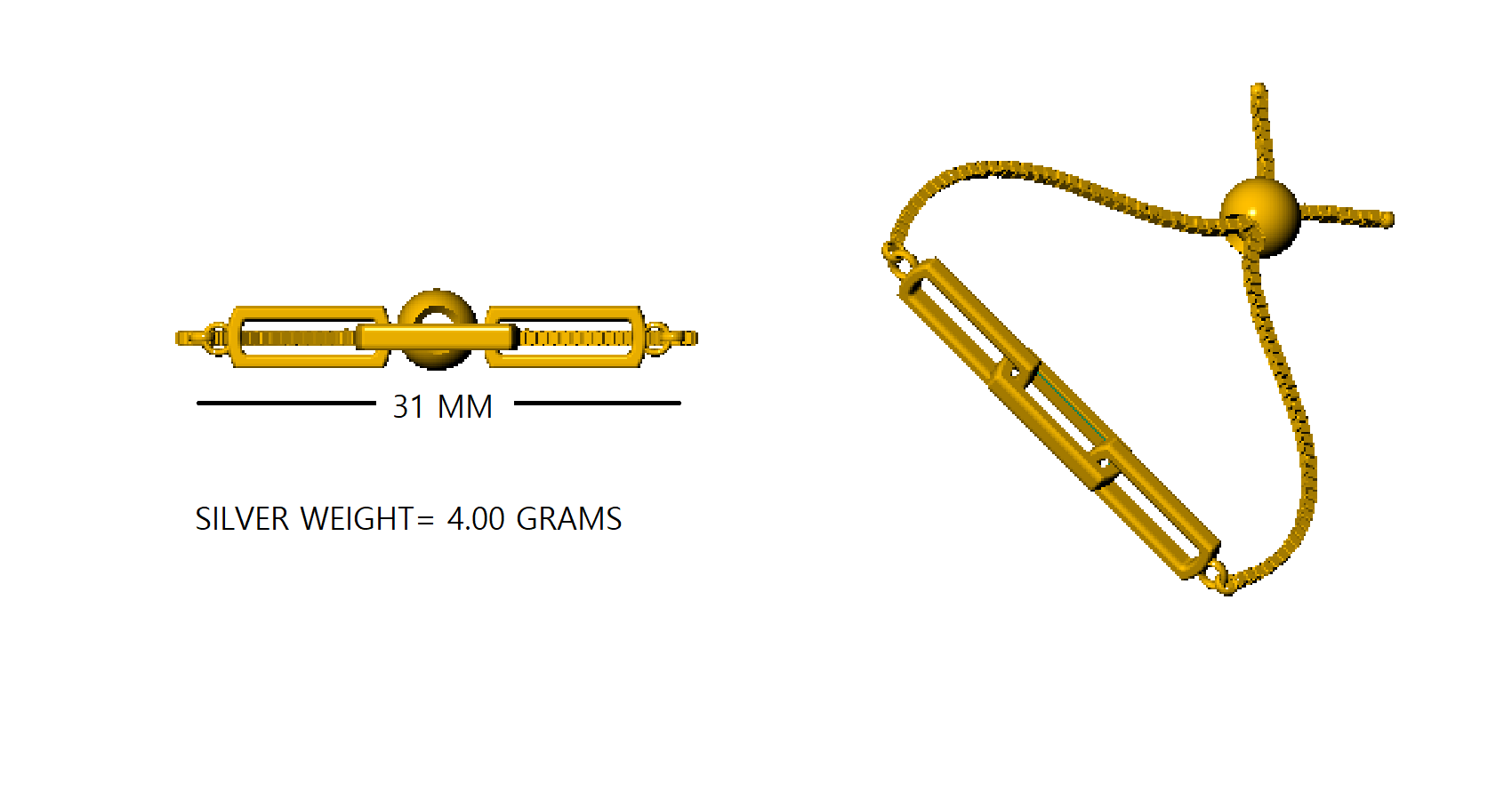 RKC 925 Sterling Silber Damen-Link-Bolo-Armband, 14 Karat Weißgold vergoldet, Gewicht 4 g