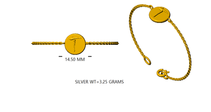 Bracciale iniziale a forma rotonda in argento sterling RKC 925, regalo per lei, placcato in oro giallo 14 carati, peso 3,25 g
