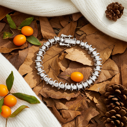925 Silver Swirl Link Moissanite Tennis Bracelet – 14K Gold Plated