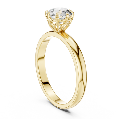 925 Silver Certified Moissanite Solitaire Engagement Ring 14K Gold Plated