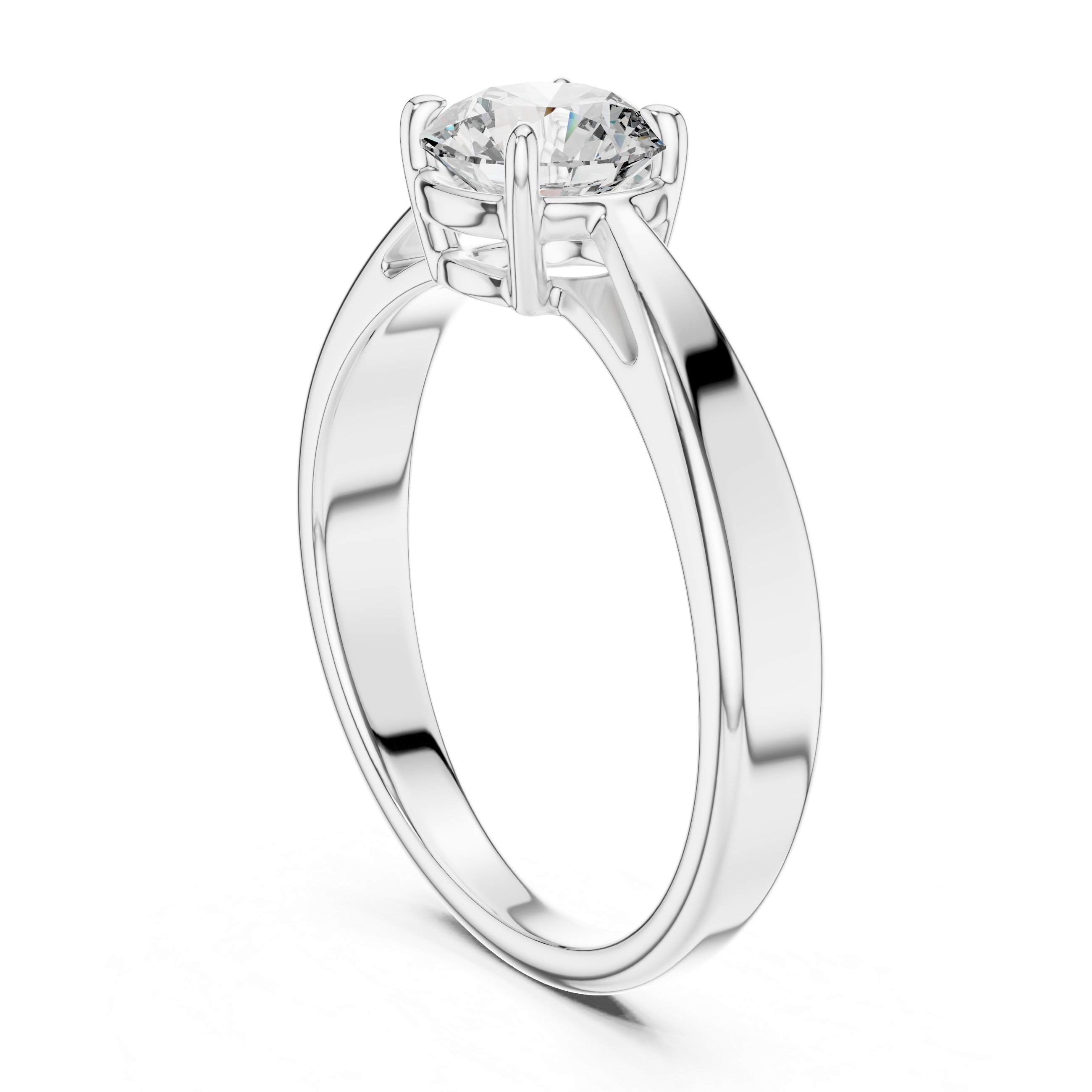925 Silver Classic Round Brilliant Solitaire Engagement Ring 14K Gold Plated