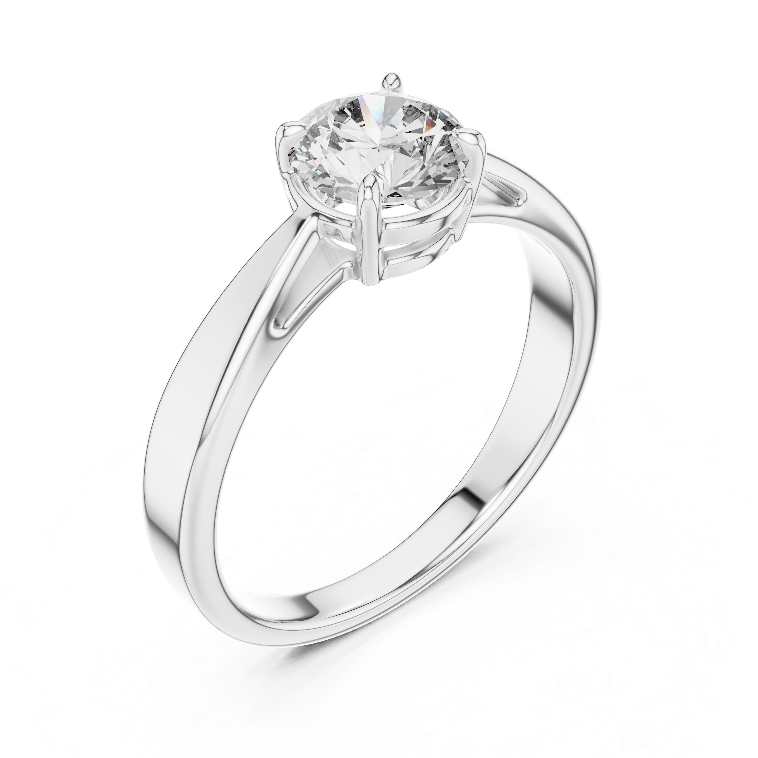 925 Silver Classic Round Brilliant Solitaire Engagement Ring 14K Gold Plated