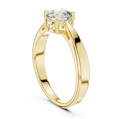 925 Silver Classic Round Brilliant Solitaire Engagement Ring 14K Gold Plated