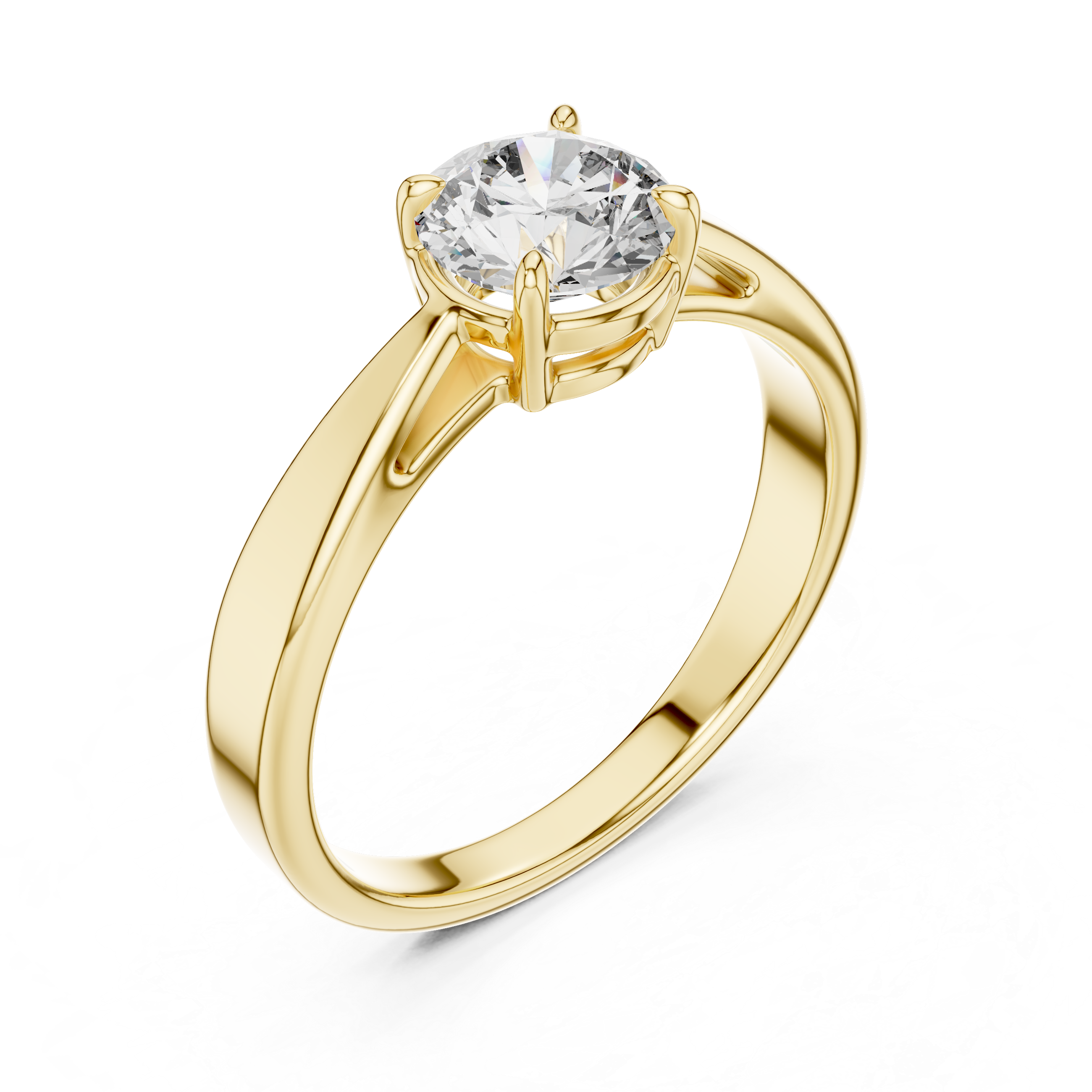925 Silver Classic Round Brilliant Solitaire Engagement Ring 14K Gold Plated