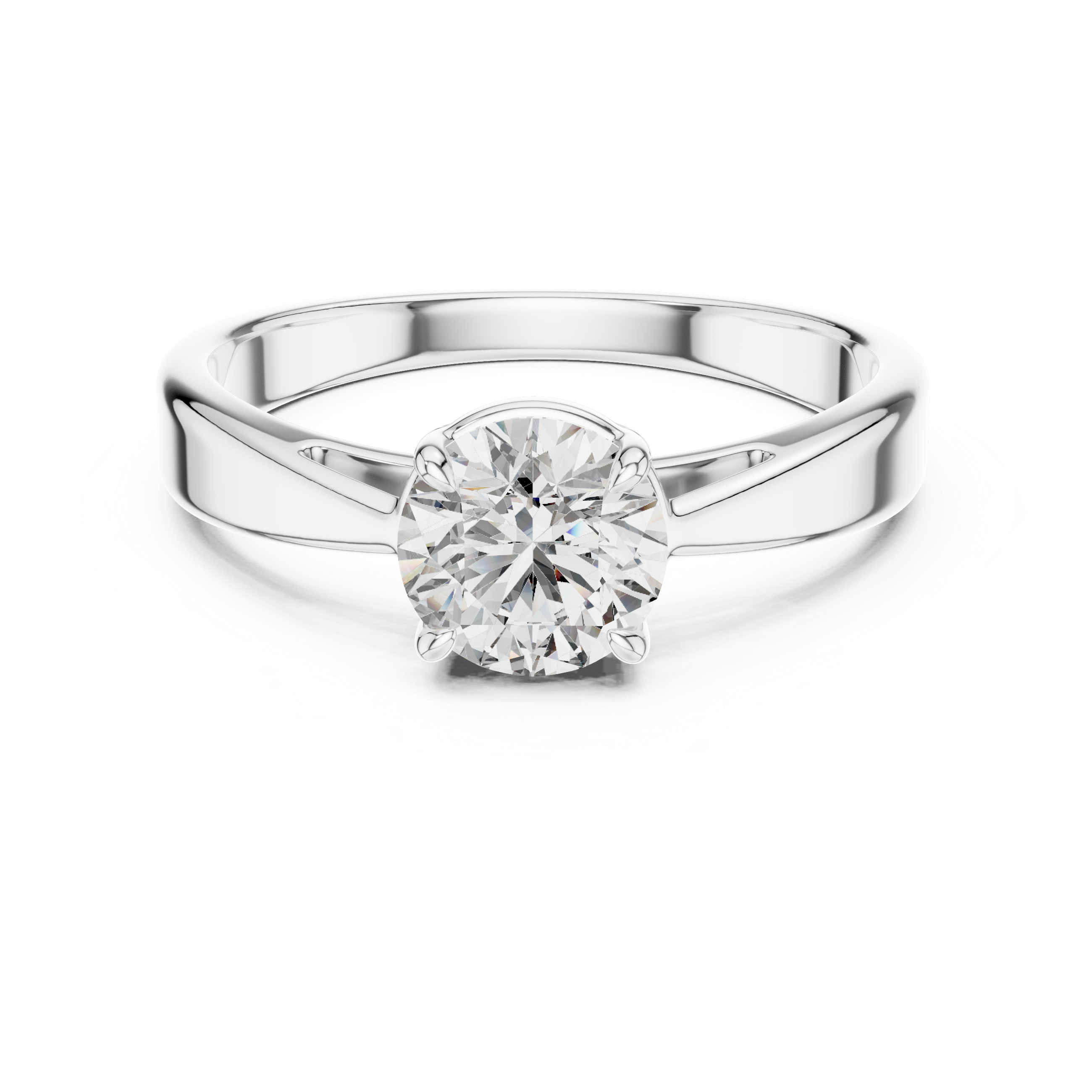 925 Silver Classic Round Brilliant Solitaire Engagement Ring 14K Gold Plated
