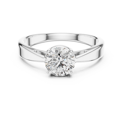 925 Silver Classic Round Brilliant Solitaire Engagement Ring 14K Gold Plated