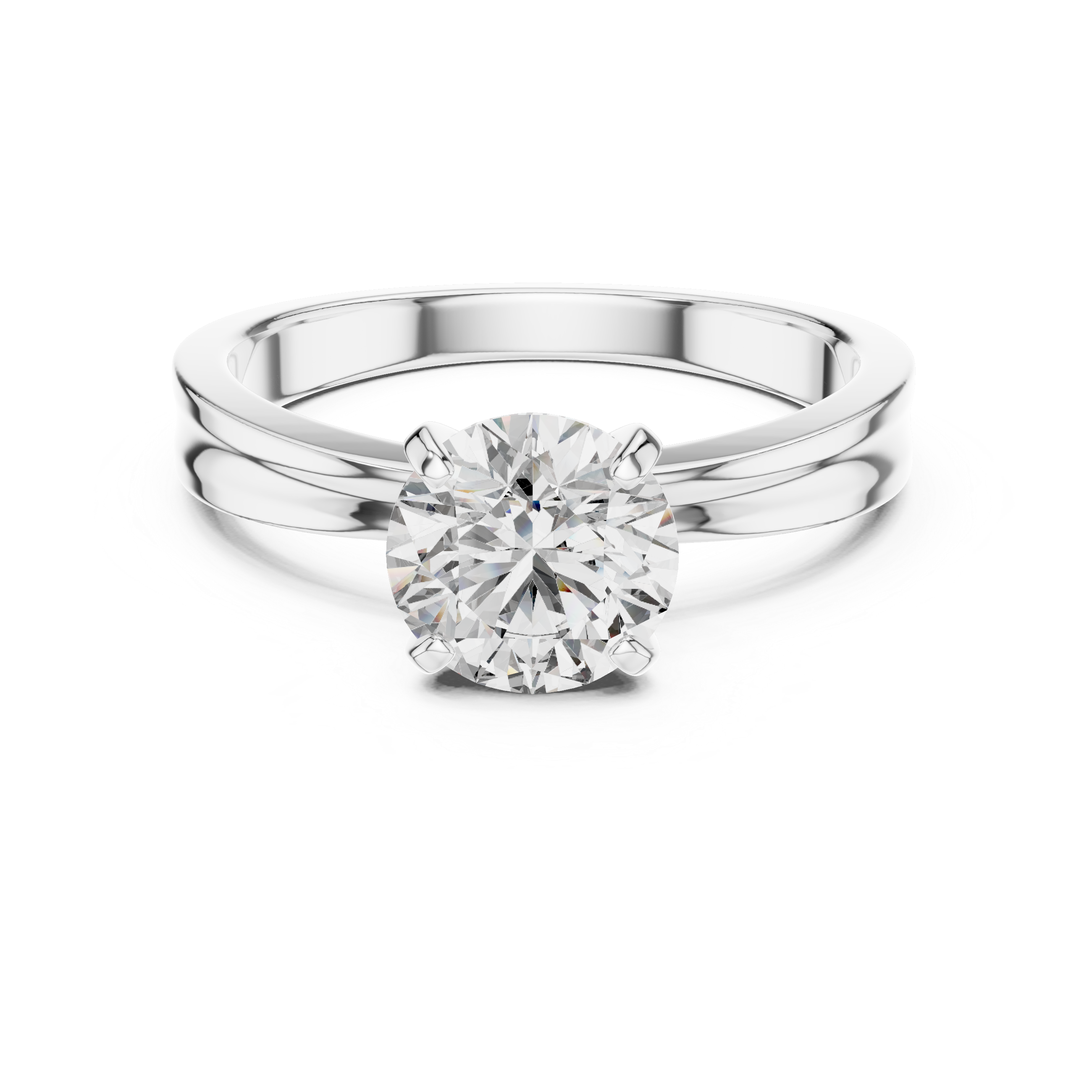 925 Silver Moissanite Solitaire Engagement Ring 14K Gold Plated
