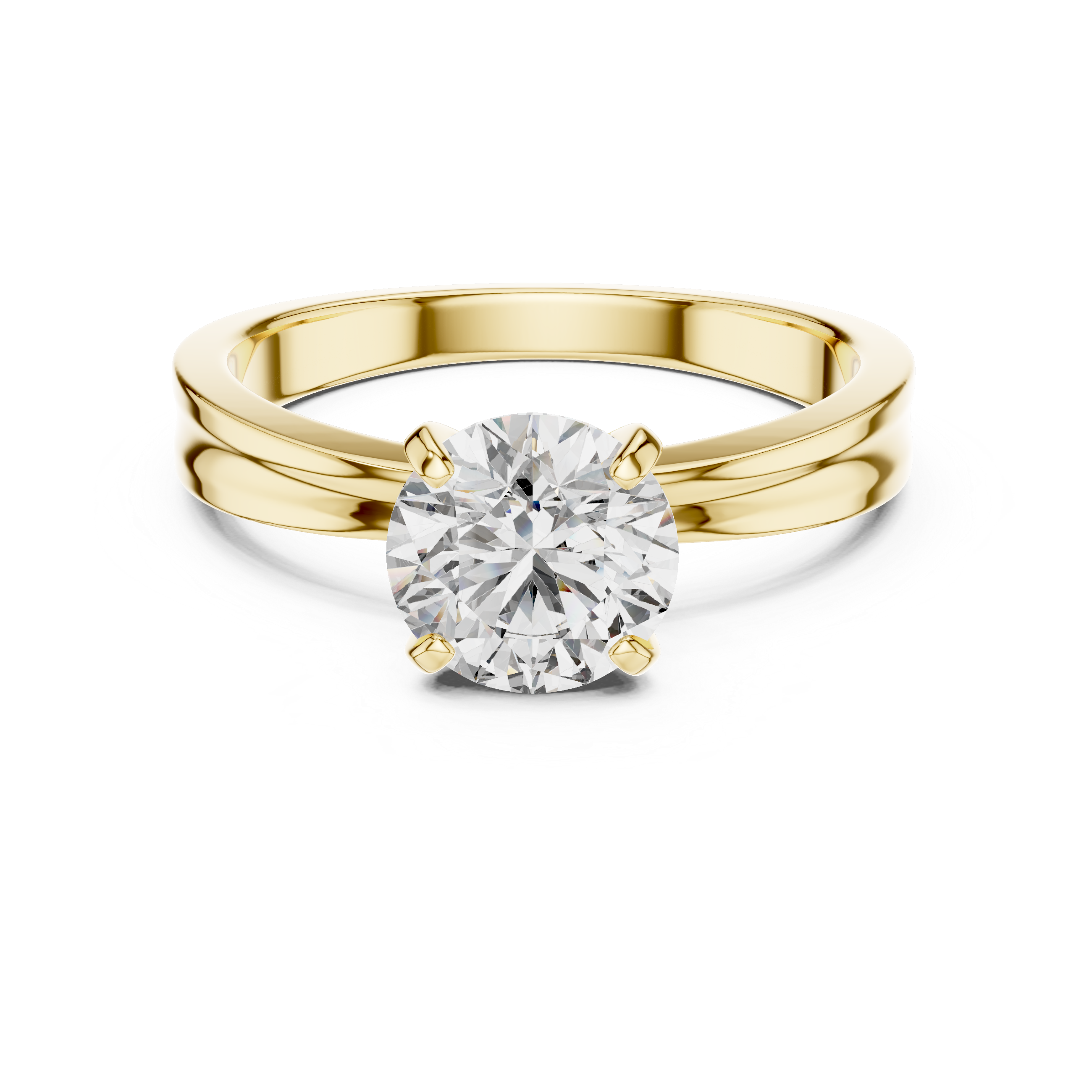 925 Silver Moissanite Solitaire Engagement Ring 14K Gold Plated