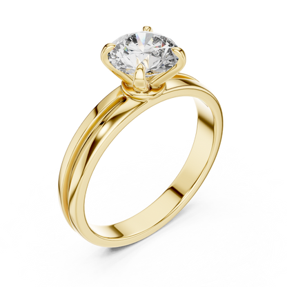 925 Silver Certified Moissanite Solitaire Engagement Ring 14K Gold Plated