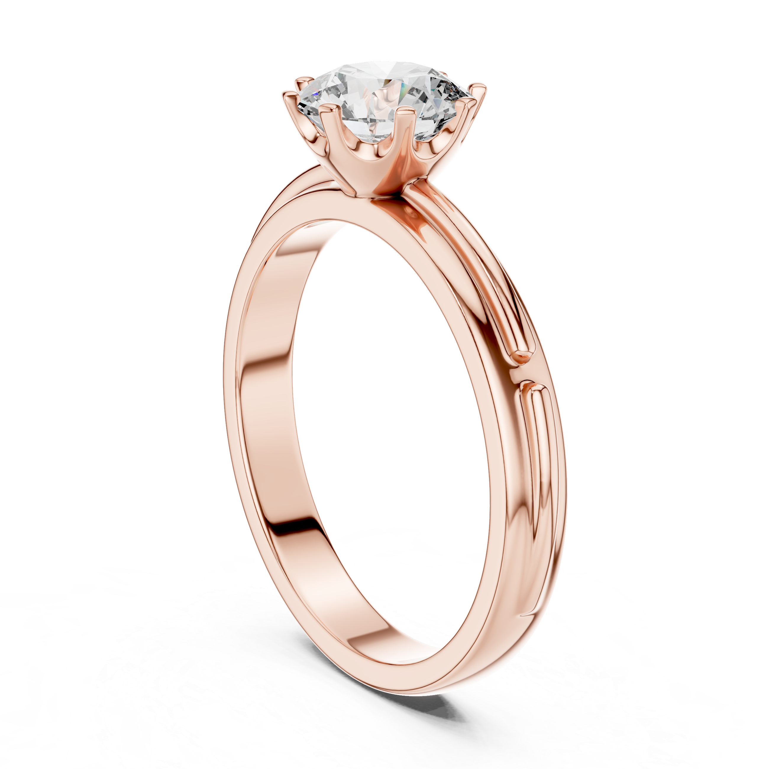14k Gold Plated Classic Round-Cut Solitaire Engagement Ring 925 Silver