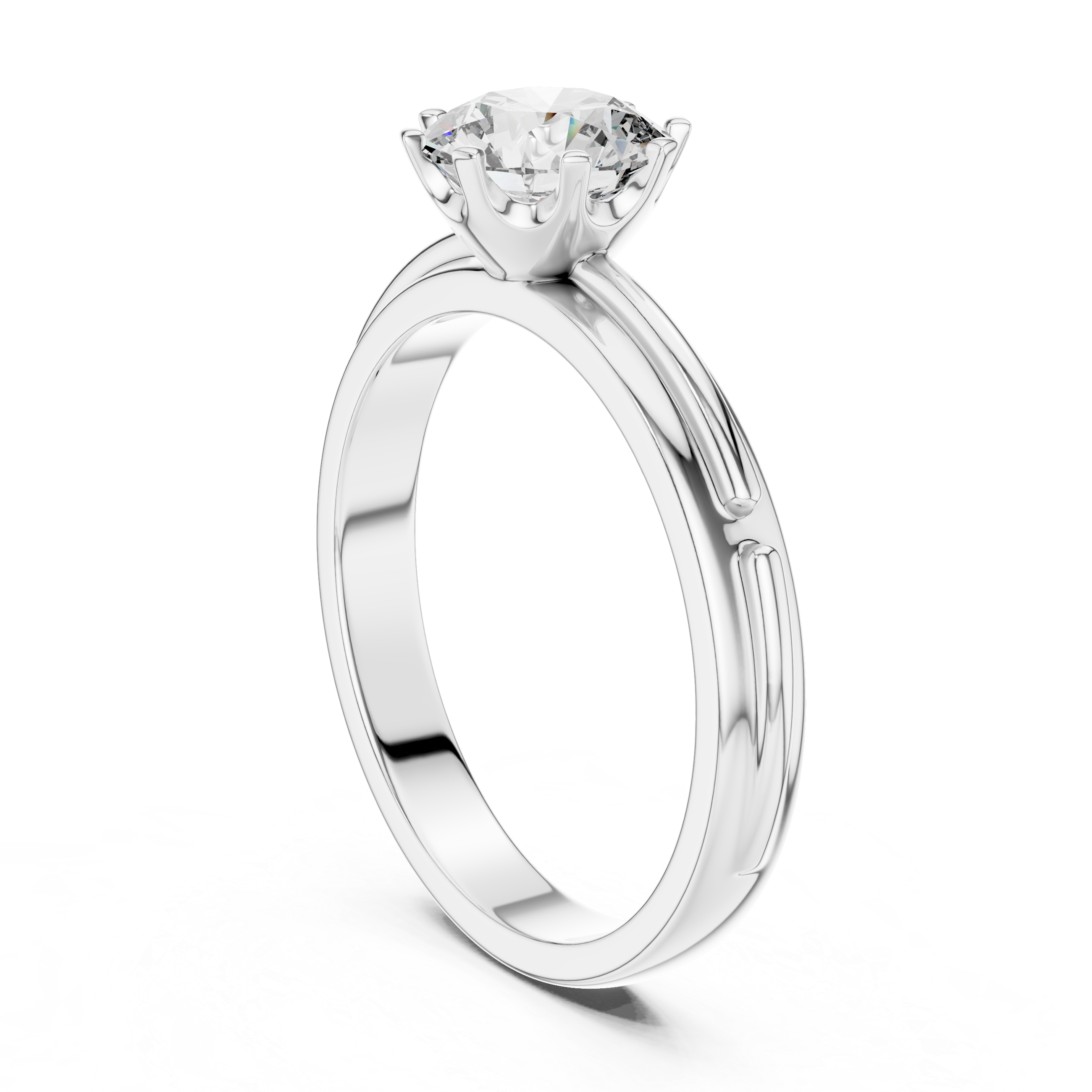 14k Gold Plated Classic Round-Cut Solitaire Engagement Ring 925 Silver