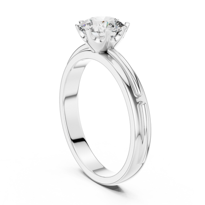 14k Gold Plated Classic Round-Cut Solitaire Engagement Ring 925 Silver