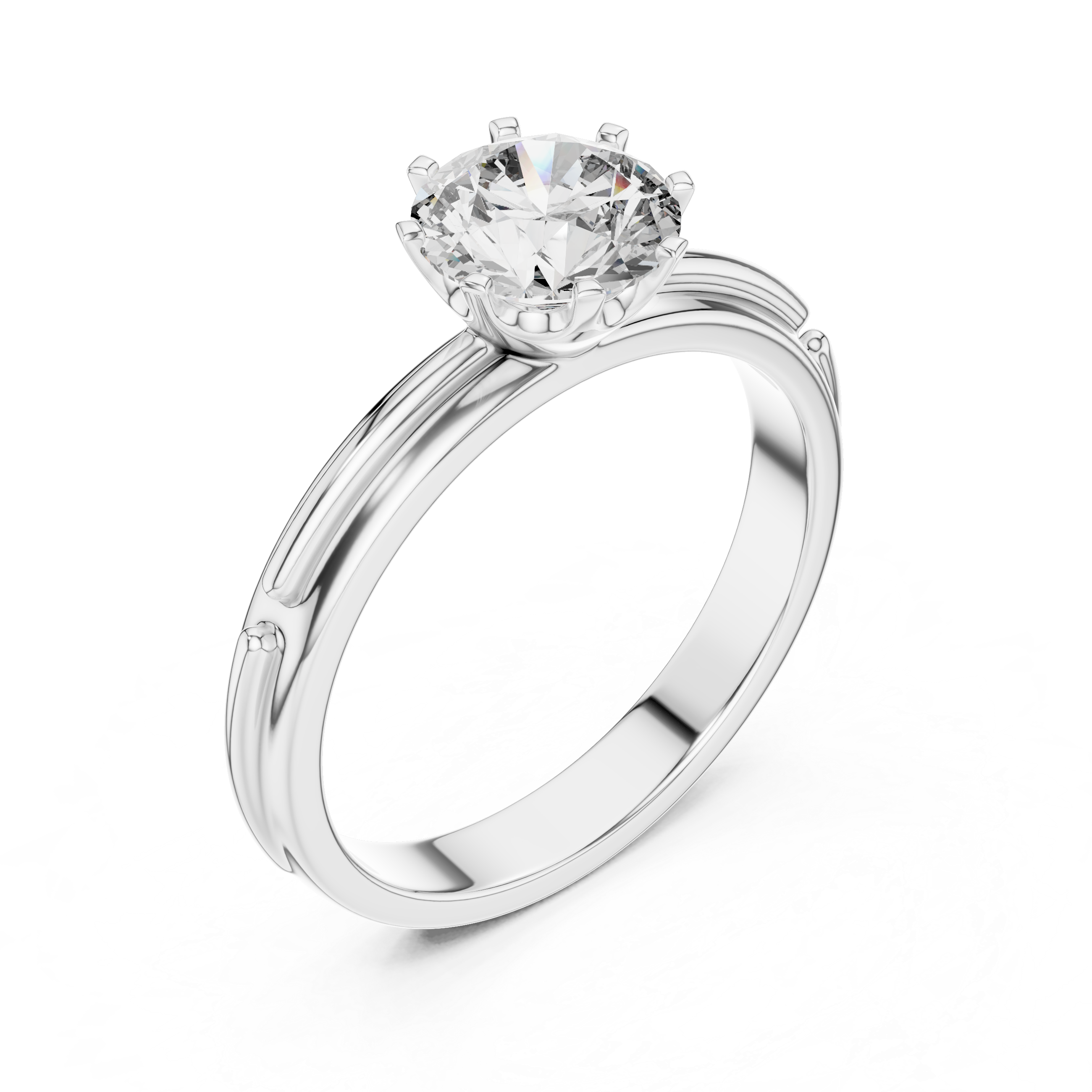 14k Gold Plated Classic Round-Cut Solitaire Engagement Ring 925 Silver