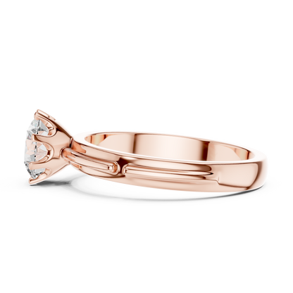14k Gold Plated Classic Round-Cut Solitaire Engagement Ring 925 Silver