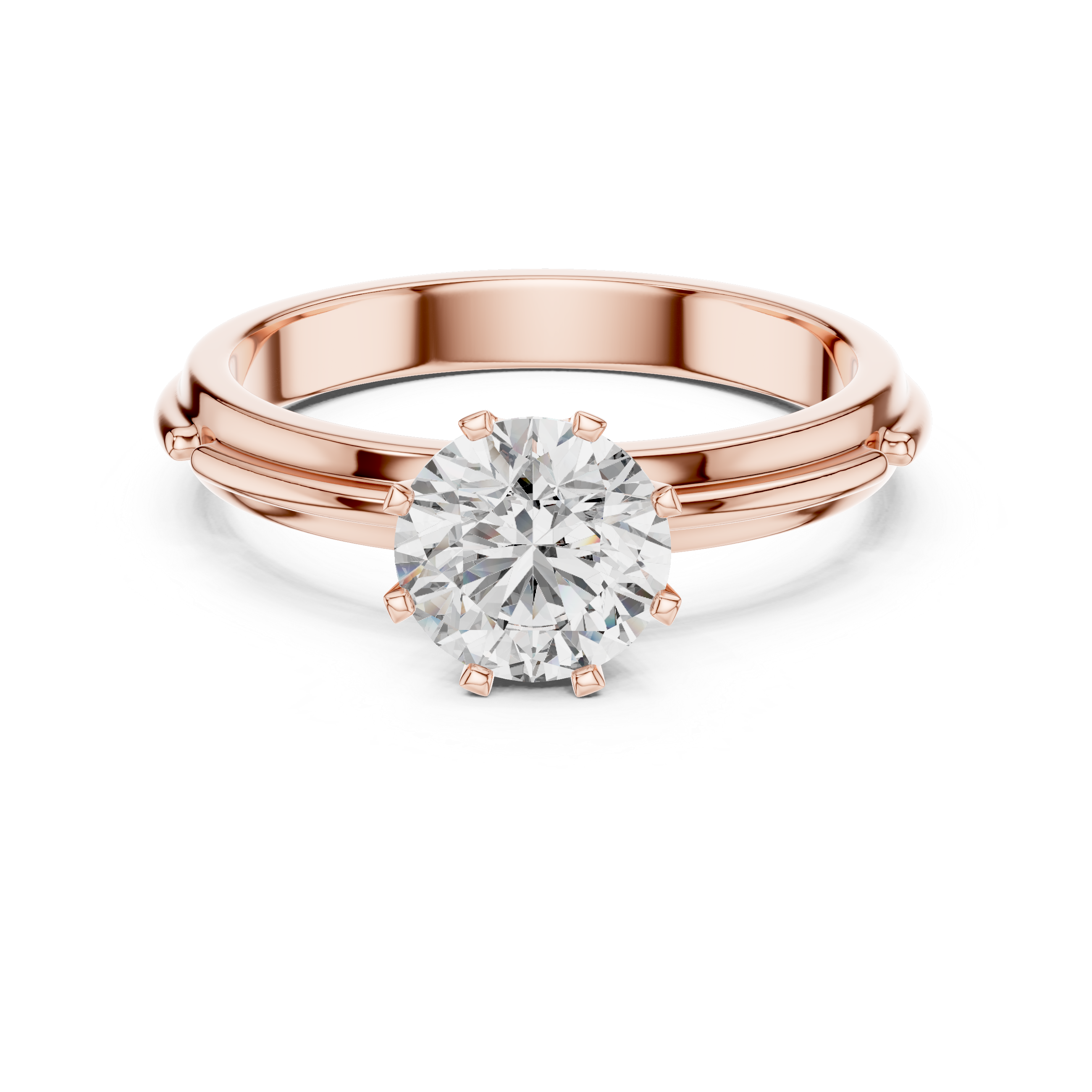 14k Gold Plated Classic Round-Cut Solitaire Engagement Ring 925 Silver