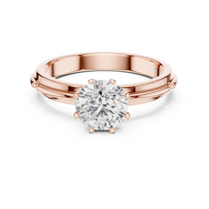 14k Gold Plated Classic Round-Cut Solitaire Engagement Ring 925 Silver